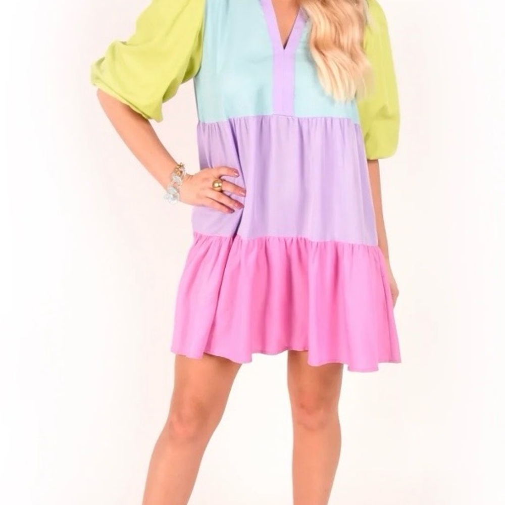 Emily McCarthy Color Block Tiered FrankieDress! NWOT! Medium! Fast Shipping!